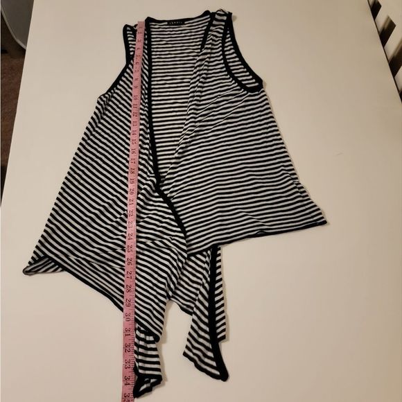 Theory Stripe Sleeveless Cardigan Waterfall Vest - Picture 5 of 6